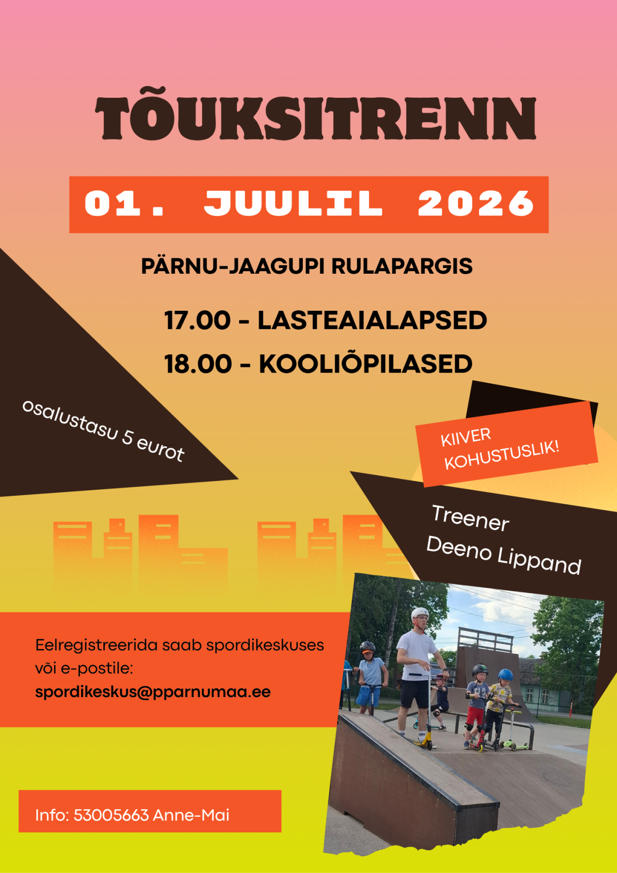Pildil on tõuksitrenni plakat.