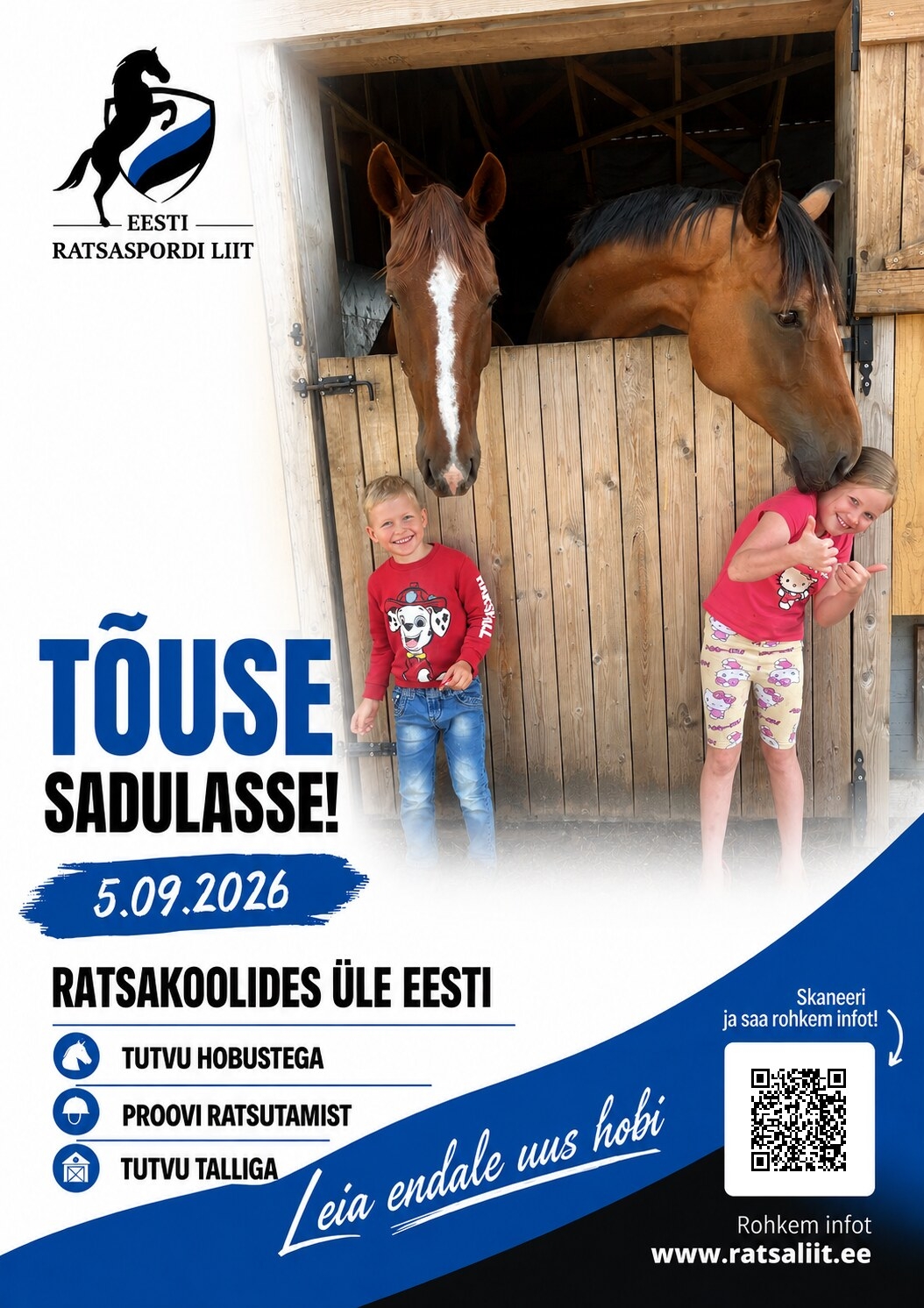 Pildil on ratsakoolide avatud uste päeva plakat.